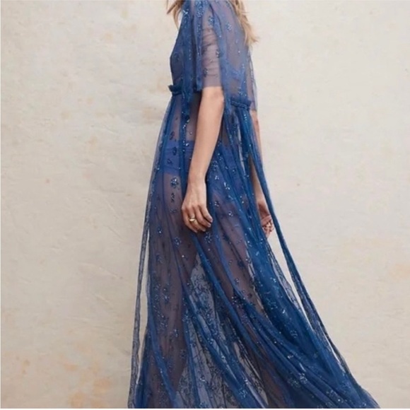 Free People rare teal sequin maxi dress NWT - Picture 5 of 10